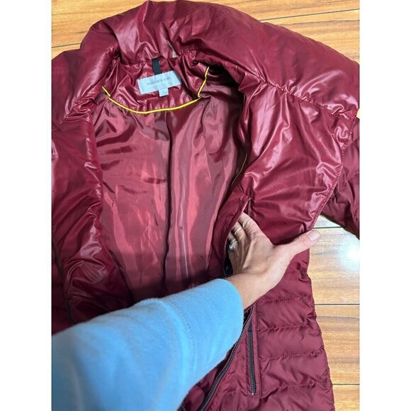 Marc New York Burgundy Down Filled Quilted Puffer Coat Women's Large Luxury - Picture 9 of 12